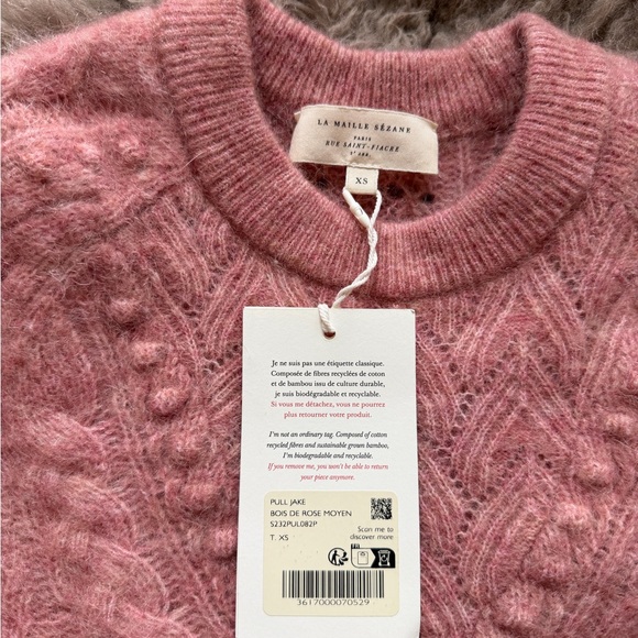 SOLD-NTW Sezane Jake Jumper pink Xs - Picture 2 of 4
